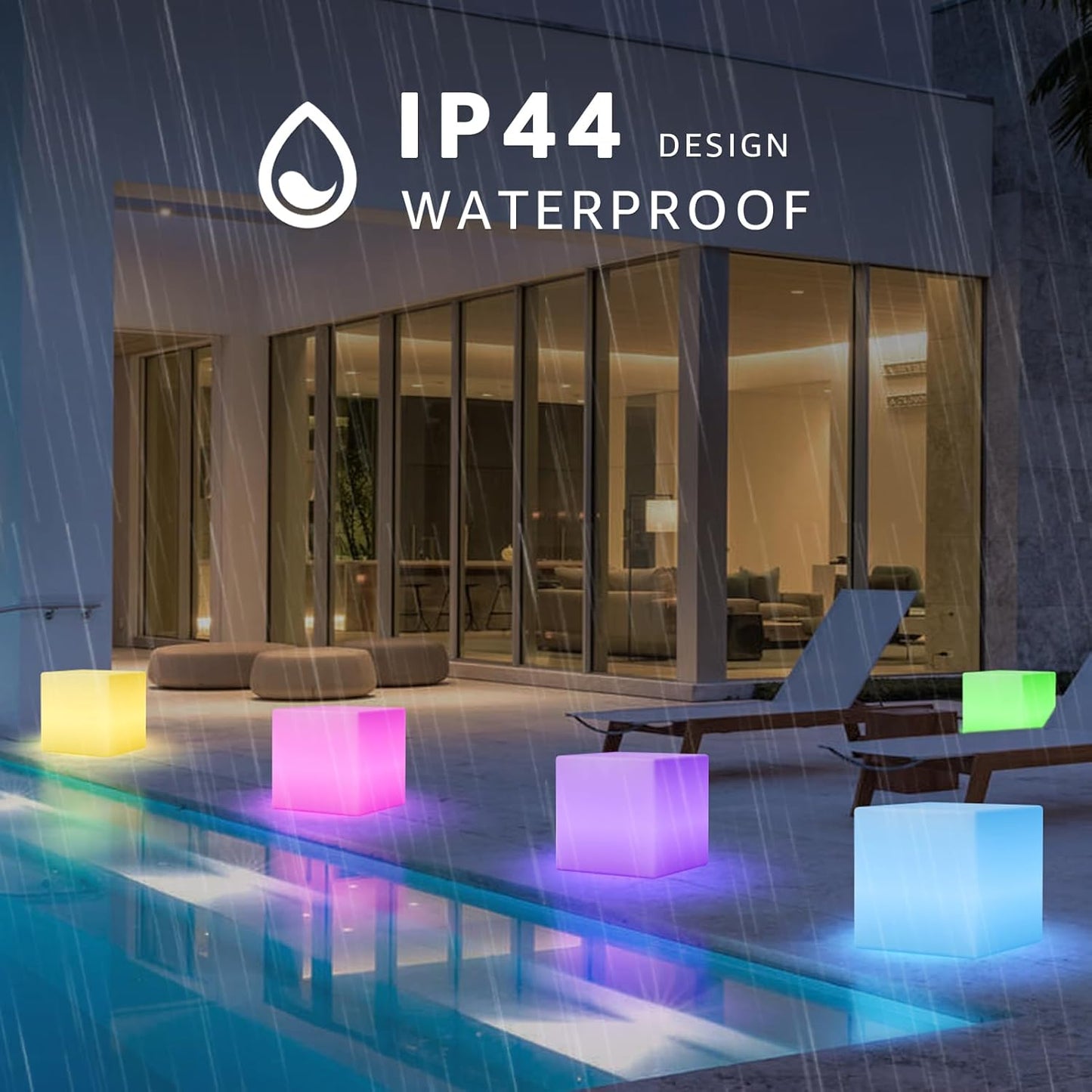 12'' Solar and USB Rechargeable RGB LED Cube Chair Light