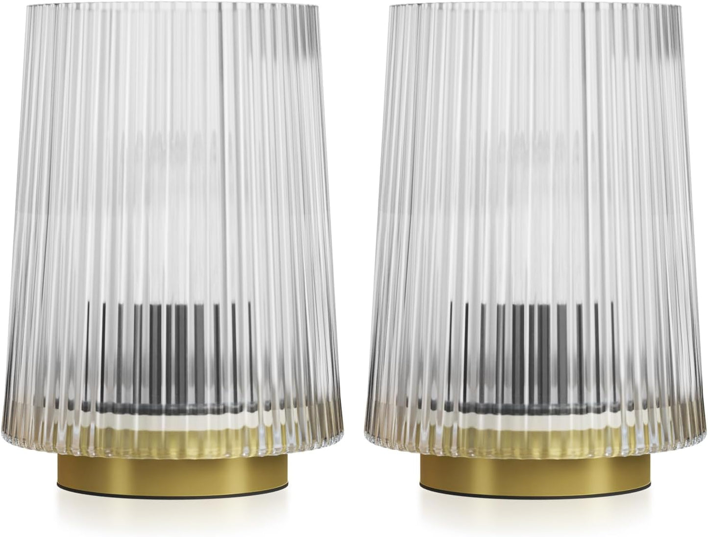 2-PACK Battery Operated Glass Table Lamps with Timer (Clear)