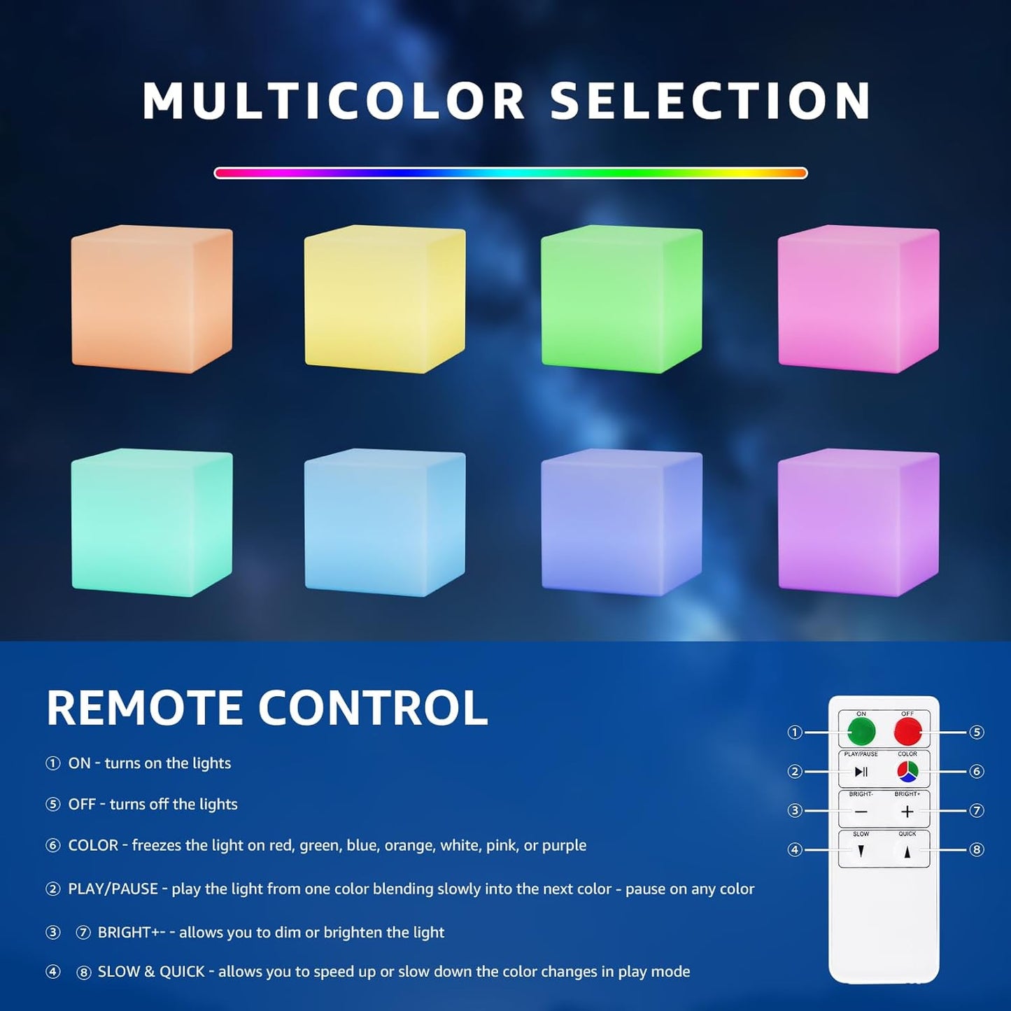 12'' Solar and USB Rechargeable RGB LED Cube Chair Light