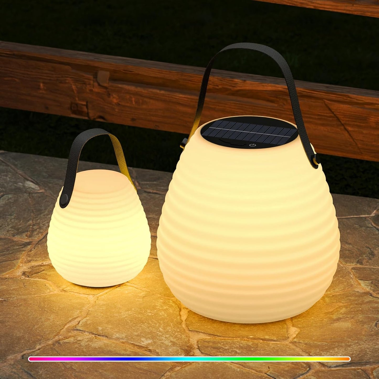 Set of 2 Outdoor Solar LED Lanterns with Remote control