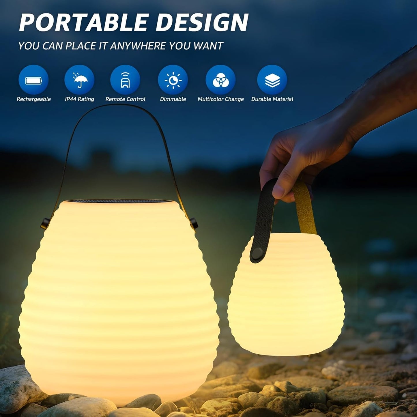 Set of 2 Outdoor Solar LED Lanterns with Remote control