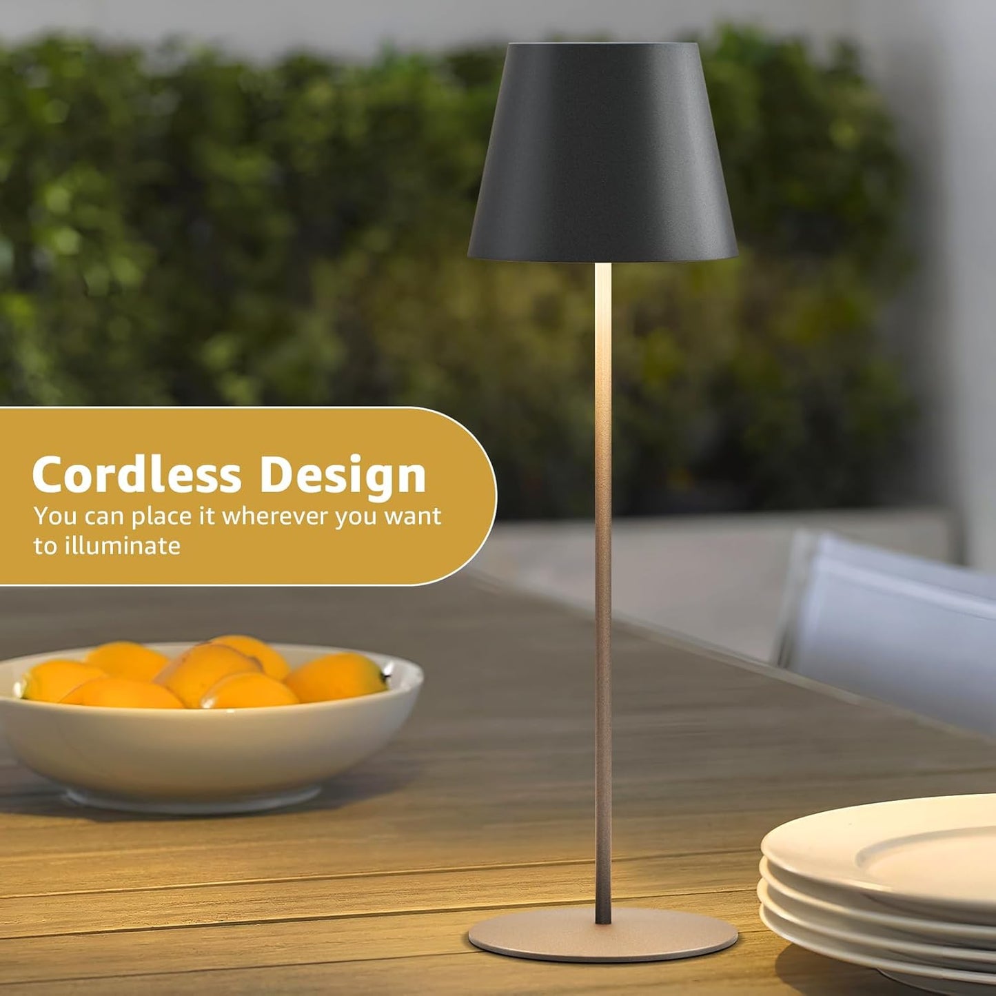 2-PACK Rechargeable Outdoor LED Touch Patio Lamps