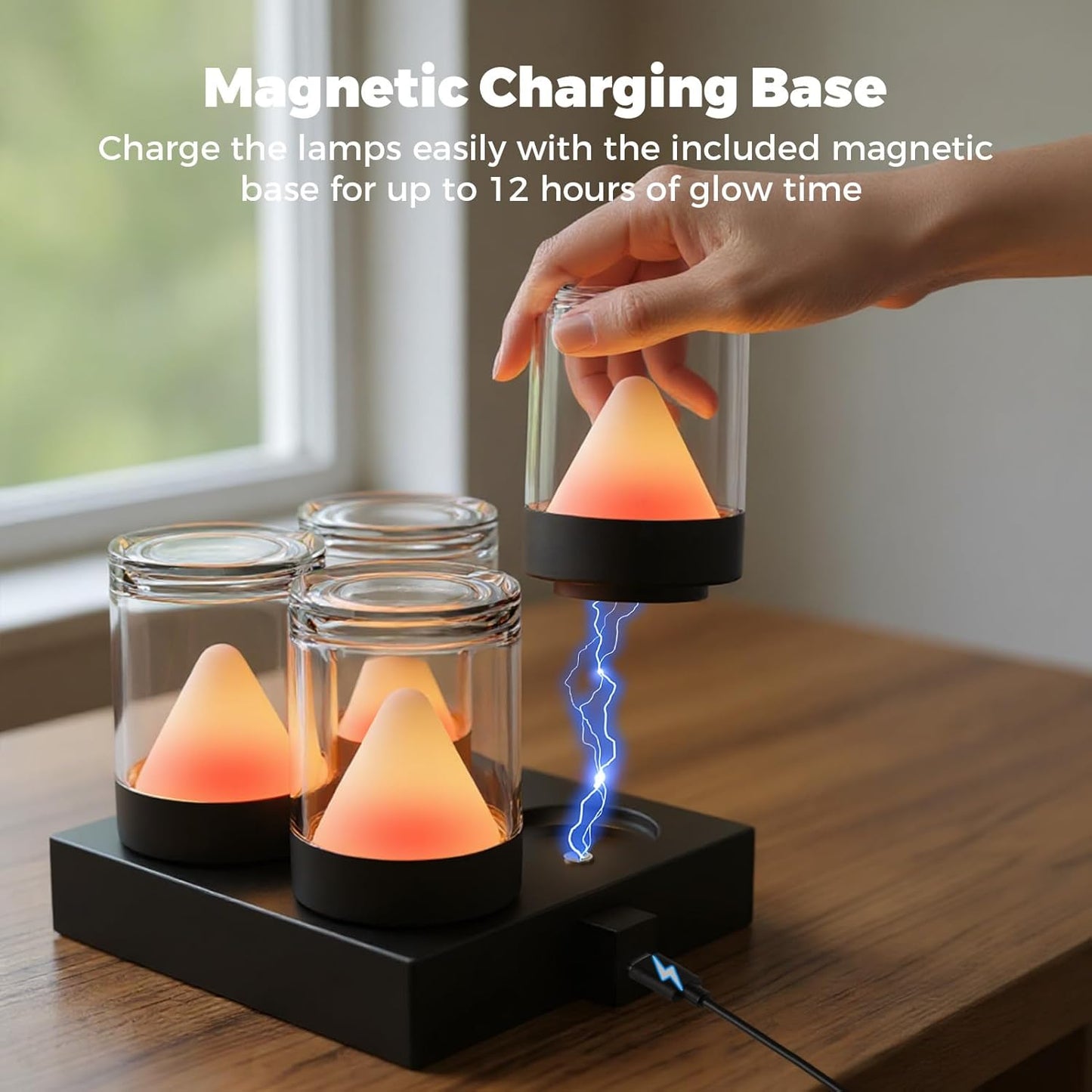 4-PACK Rechargeable RGB Flameless Tealights with Charging Base