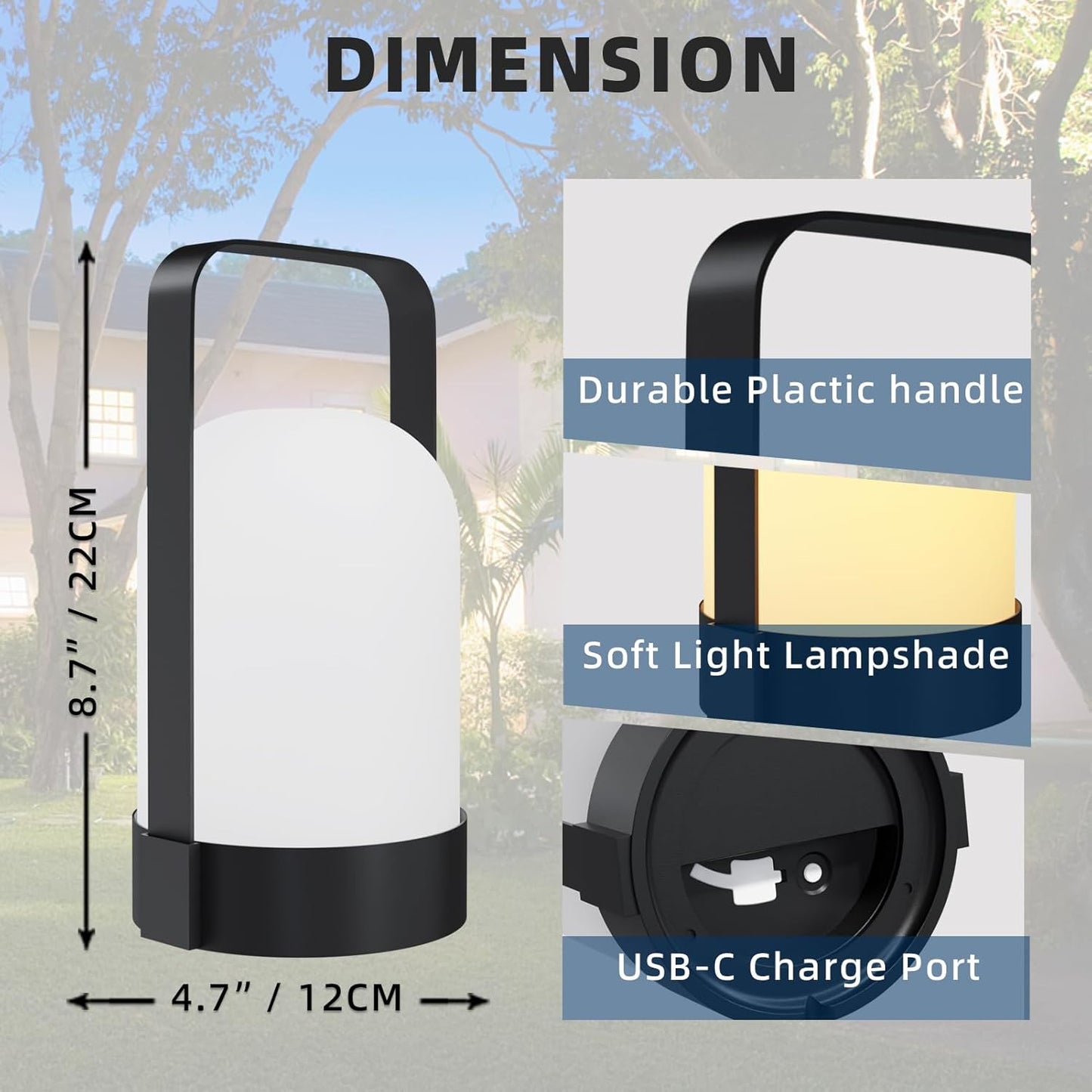 Wireless Dimmable LED Table Lamp with handle