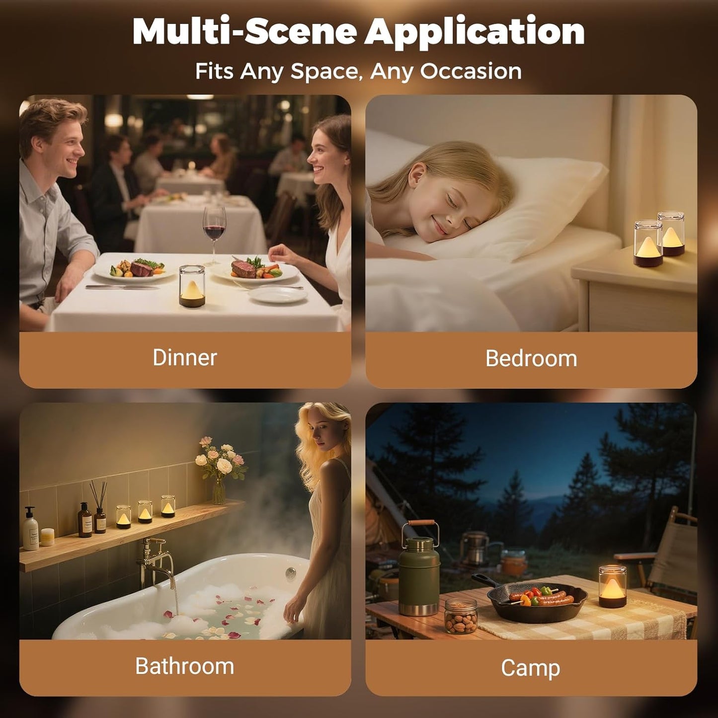 4-PACK Rechargeable RGB Flameless Tealights with Charging Base