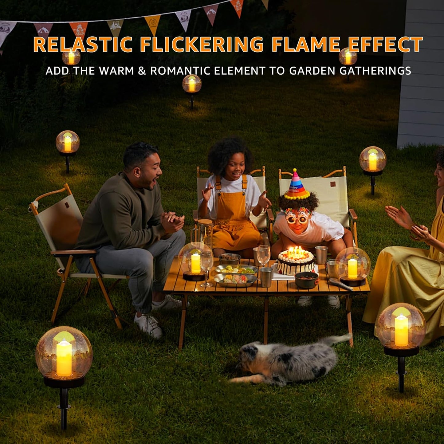 2-PACK Waterproof Solar Floating Flame Lights