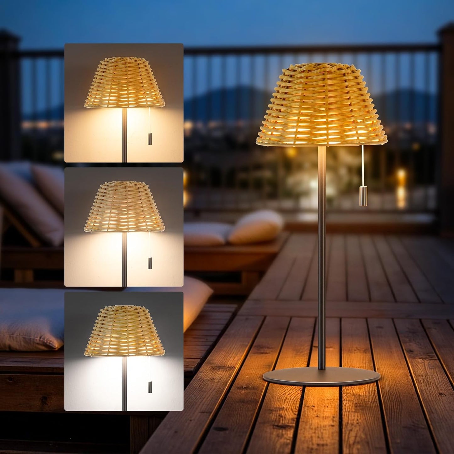 Dimmable Outdoor Rattan LED Patio Table Lamp
