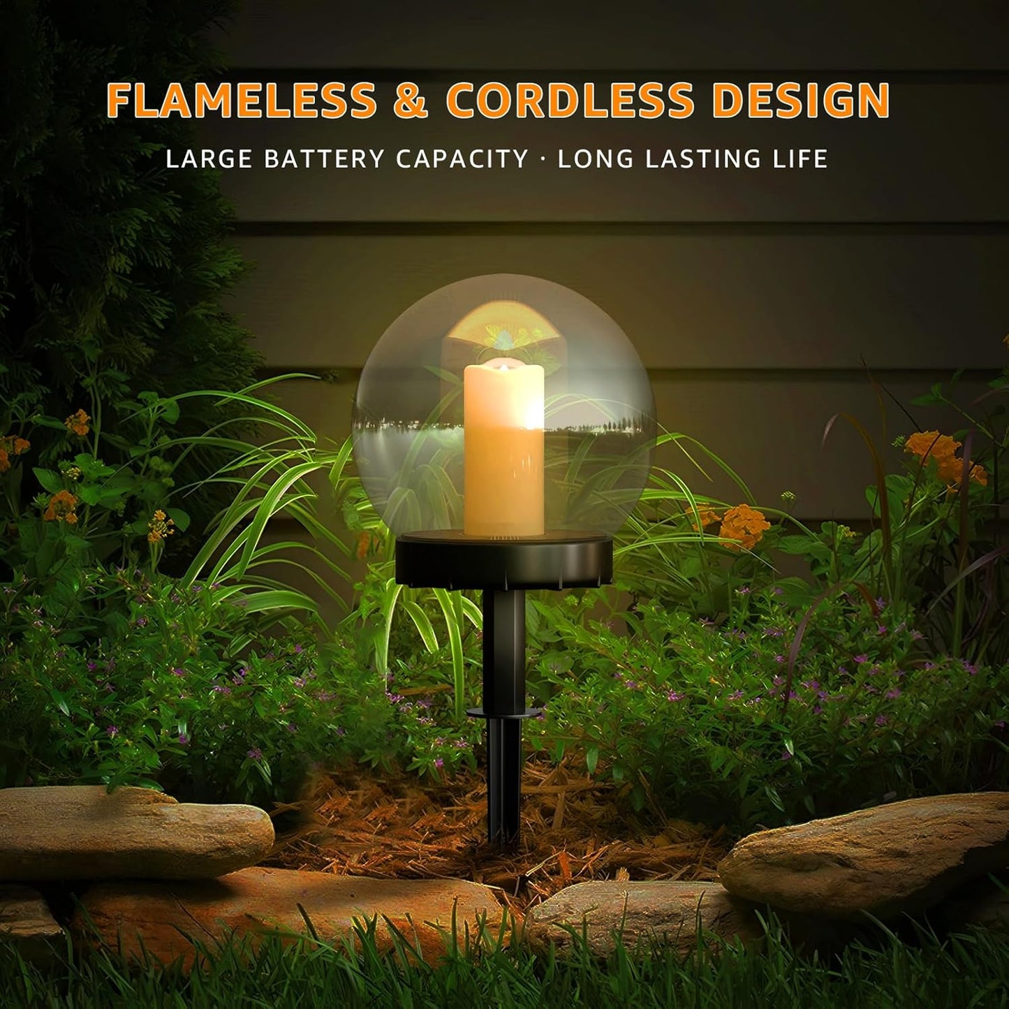 2-PACK Waterproof Solar Floating Flame Lights