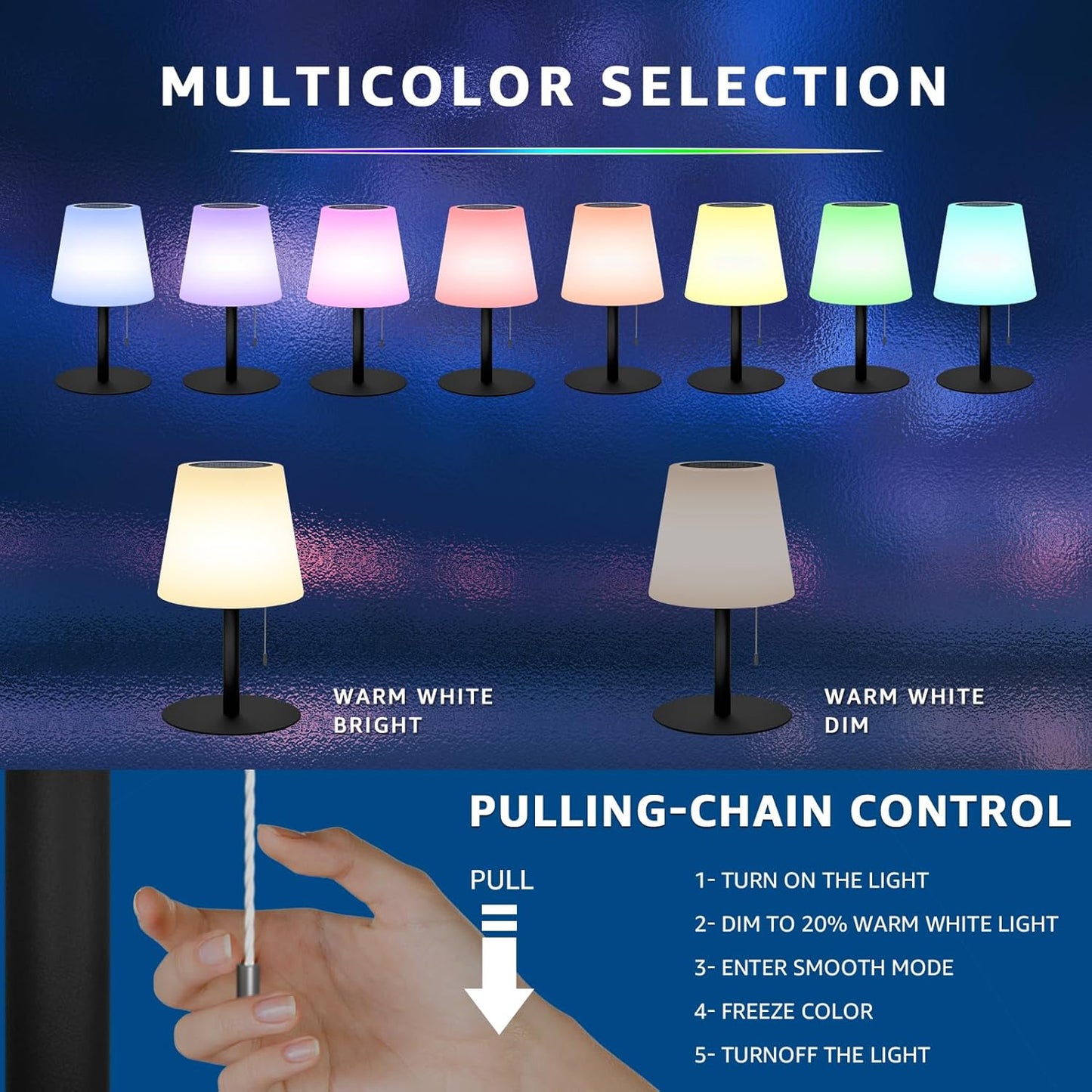 2-in-1 Outdoor Rechargeable Solar and USB Table Lamp