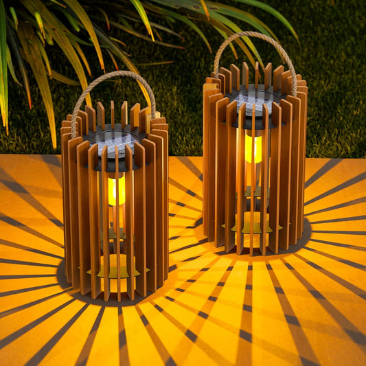 2-Pack DIY Rattan Solar Lanterns