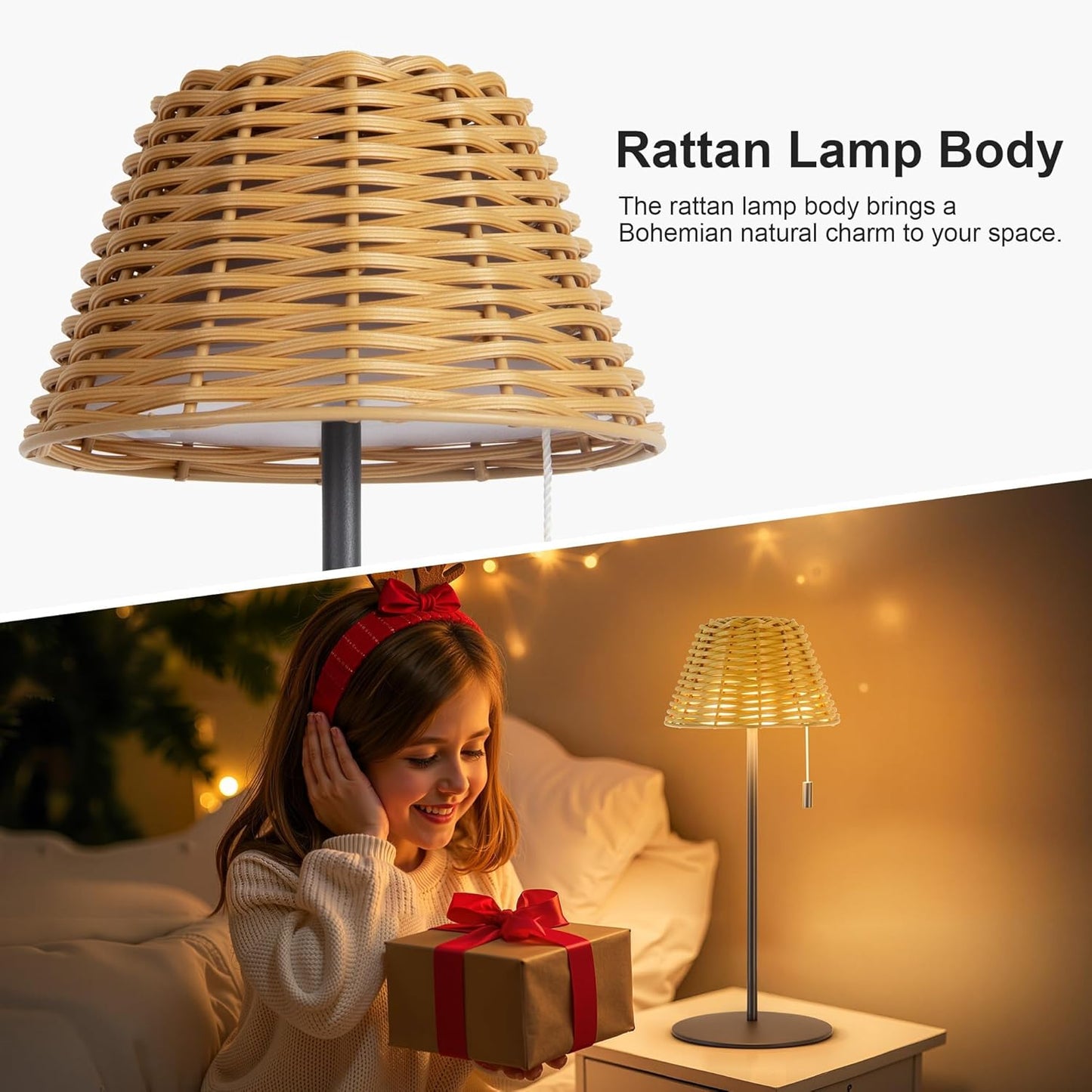 Dimmable Outdoor Rattan LED Patio Table Lamp