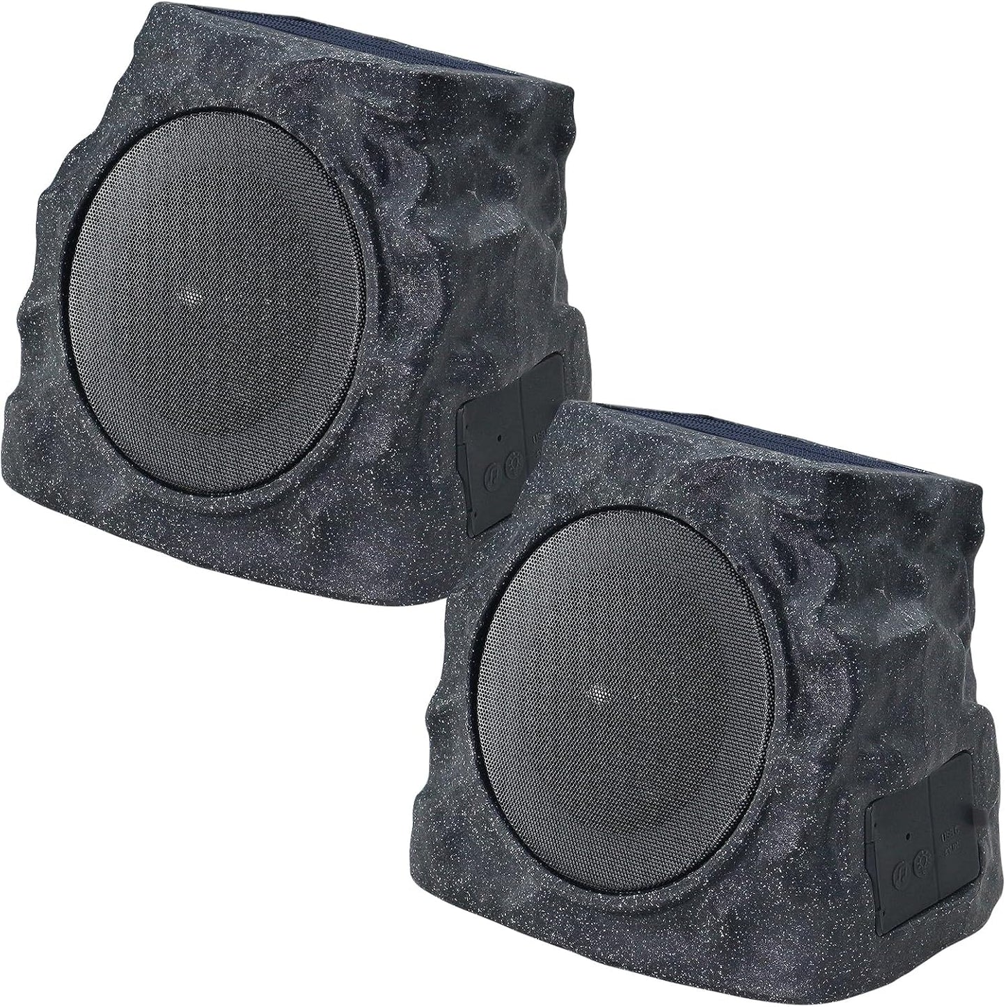 2-PACK Solar Rock Speakers Model 2 TWINS Pairing (Black)