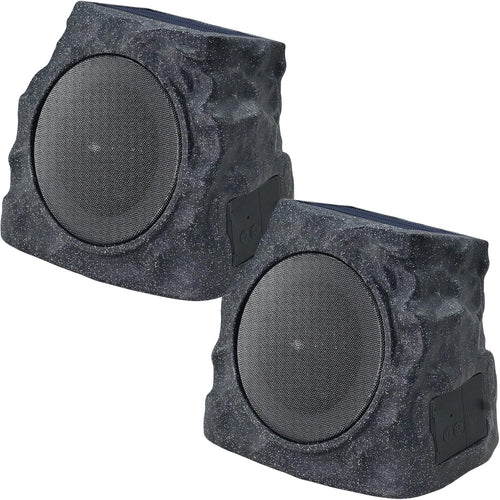2-PACK Solar Rock Speakers Model 2 TWINS Pairing (Black)