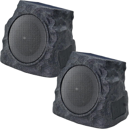 2-PACK Solar Rock Speakers Model 2 TWINS Pairing (Black)